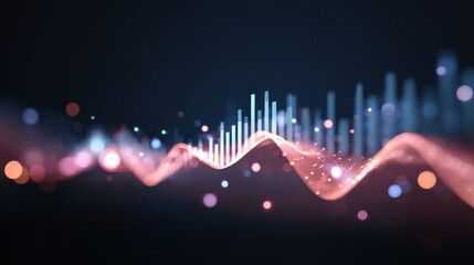 Futuristic luminous business analysis graph abstract data visualization glowing line chart digital finance modern technology innovation night blue pink dynamic