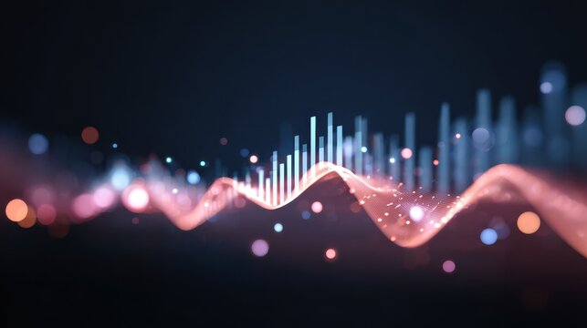 Futuristic luminous business analysis graph abstract data visualization glowing line chart digital finance modern technology innovation night blue pink dynamic