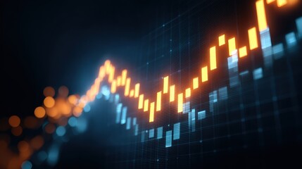Futuristic glowing stock exchange board with digital chart, financial data, and abstract background, representing investment, growth, and market trends in modern style