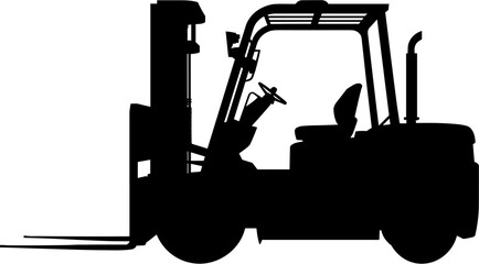 Forklift Silhouette Vector Illustration , Transparent Background