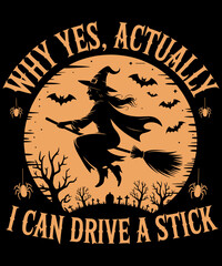 Why Yes Actually I Can Drive A Stick, Funny Halloween Witch