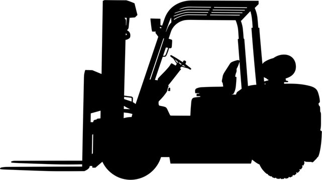 Forklift Silhouette Vector Illustration , Transparent Background