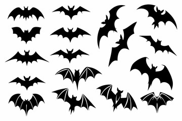 Bat Silhouette Set – Flying Bats Vector Clipart for Halloween Decor and Crafts