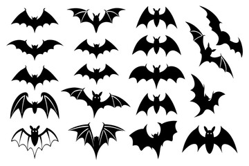 Bat Silhouette Set – Flying Bats Vector Clipart for Halloween Decor and Crafts