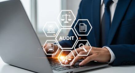 Audit Process Professionalism Business Control and Financial Compliance with Technology Audit Concept Illustration