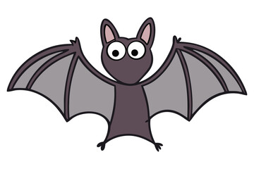 Funny Cartoon Bat Illustration – Cute Halloween Animal Clipart for Kids