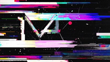VHS screen error with broken scan lines and RGB flickering texture 