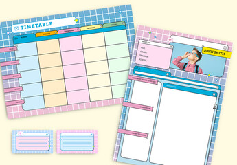 Kawaii Style School Printable Set