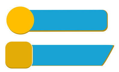 Two vibrant lower thirds, one circular and one square, both gold and teal, ideal for video editing.