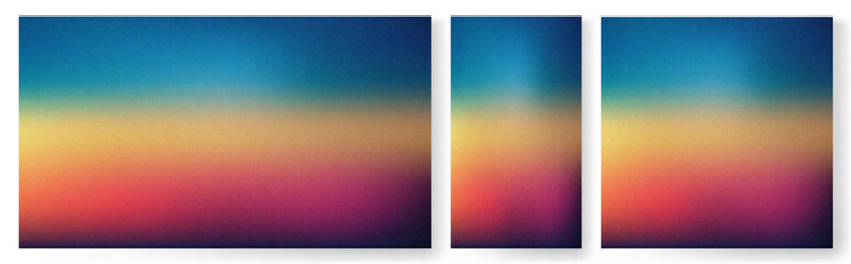 Vibrant abstract gradient background set with a grainy noise texture and sunset colors