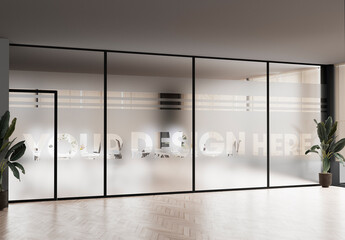 Frosted Glass Vinyl Office Mockup