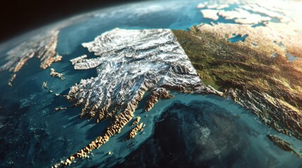 alaska coastline mountains aerial view