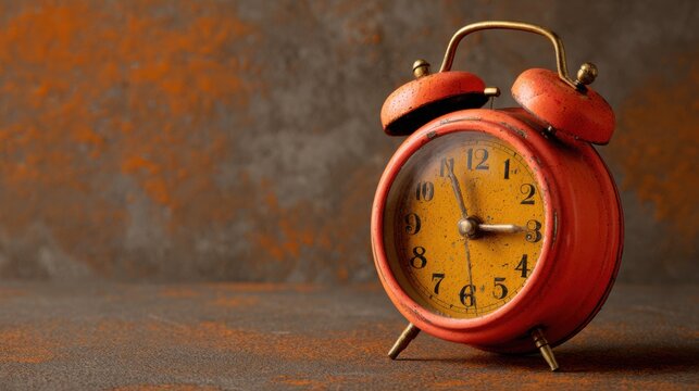vintage orange alarm clock time