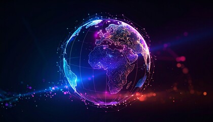 Abstract digital illustration of a colorful Earth, highlighting the concept of global connection