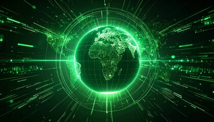 Naklejka premium A vibrant digital depiction of the Earth with a modern, technology-focused design