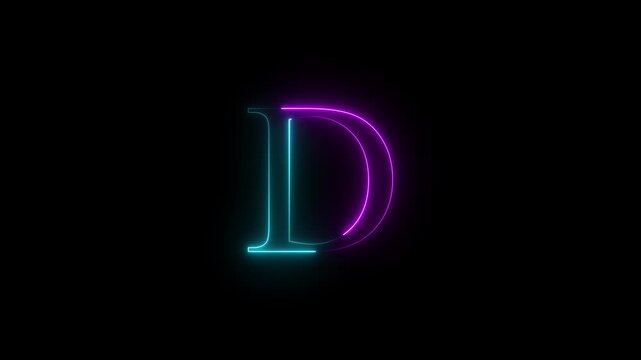 The Neon D text icon animation features a glowing letter D that pulses and flickers with vibrant neon colors, creating a captivating, energetic visual