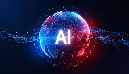 Fototapeta premium AI world concept, representing the future of Artificial Intelligence and global technology