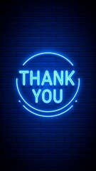 Obraz premium Neon thank you sign on dark brick wall (2)