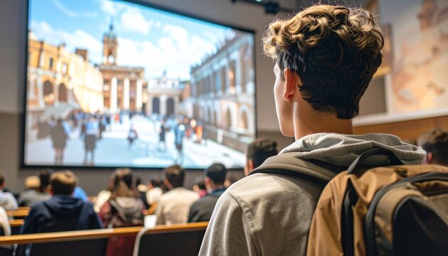 Audience watching presentation - Powered by Adobe