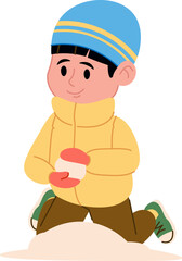 Boy Playing with Snowball