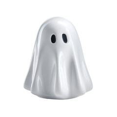 Fototapeta premium Minimalist Glossy White Ghost Character on Black