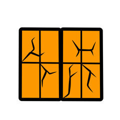 Broken Halloween glass window