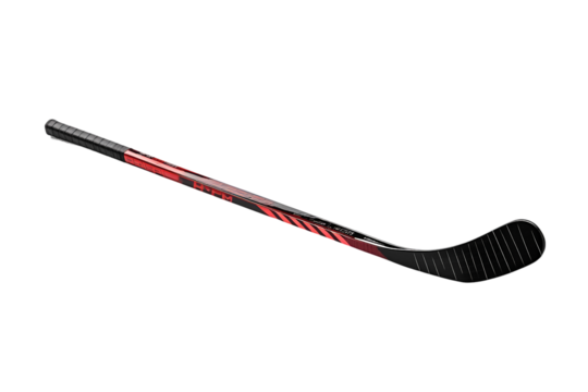 Performance-focused composite hockey stick in sleek black isolated on transparent background
