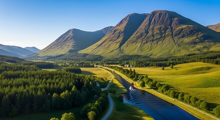 Fototapeta premium Scottish Highlands Aerial View.