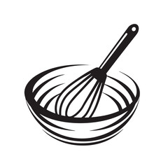 Bowl and Whisk Kitchen Utensil Illustration for Cooking