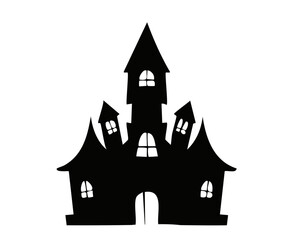 不気味な洋館のベクター素材 黒のシルエットデザイン
