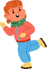 Smiling Girl Running Happily