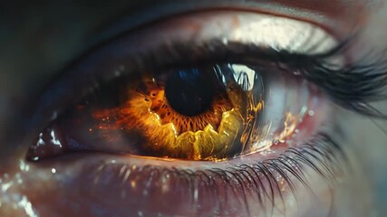 Woman closing eye with long black eyelashes and glittery makeup - Powered by Adobe