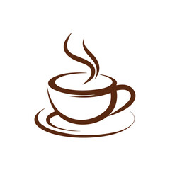 Elegant Coffee Cup with Steam Vector Illustration Graphic