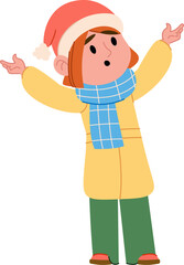 Child in Winter Outfit Singing Christmas Carols