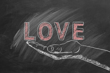 Love. Chalk drawn illustration