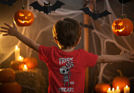 Kids Halloween T-shirt Mockup