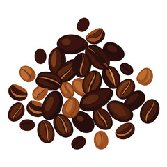 Pile of Roasted Coffee Beans Still Life Vector Illustration