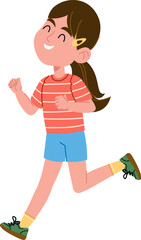 Girl Running in Striped Shirt