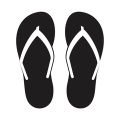 Black and White Pair of Flip Flops Beach Summer Footwear Illustration