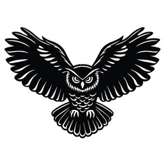 Striking Owl Silhouette Illustration with Spread Wings Symbolic of Wisdom Freedom and Night Hunters