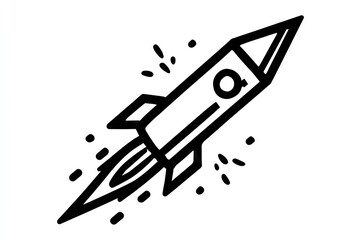 A simple line drawing of a rocket launching.