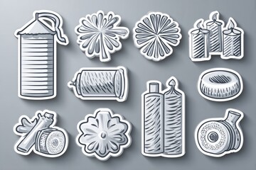 Collection of hand-drawn illustrations of various objects.