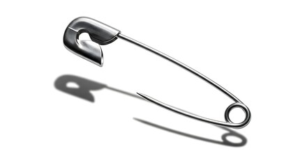 Safety Pin with Metal, and White Background.