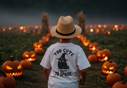 White Kids Halloween T-shirt Mockup