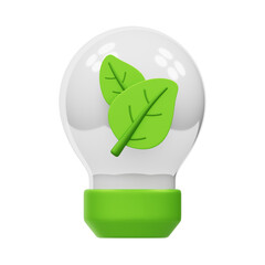 3D Green Leaf in Circle Icon - Eco-Friendly Badge Symbol