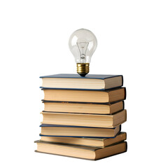 Illuminating Ideas: Books and Lightbulb Concept for Education