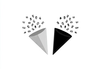 Two party poppers with confetti.