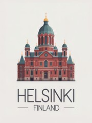 Fototapeta premium Vintage Travel Poster of Helsinki Finland 