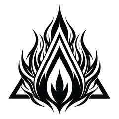 Tribal Fire Triangle Emblem Design A Striking Visual Statement