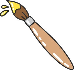 Yellow Paint Brush with Color Stroke – Hand Drawn Illustration PNG